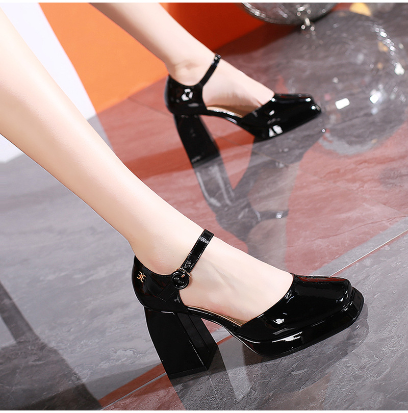 Patent leather platform thick shoes for women
