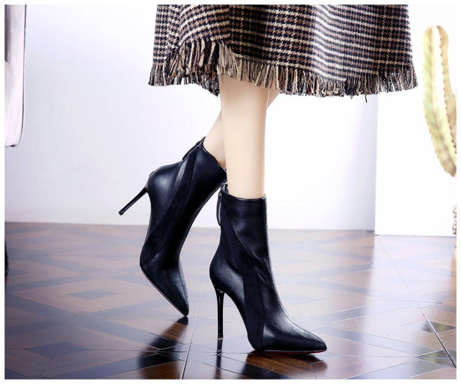 Pointed short boots winter high-heeled shoes for women
