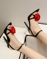 High-heeled open toe pointed flowers sandals for women
