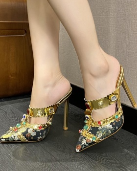 Sexy mixed colors slippers diamond shoes for women