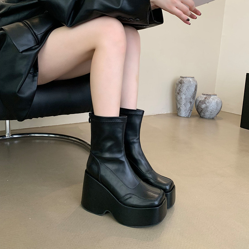 Winter slim boots elasticity short boots for women