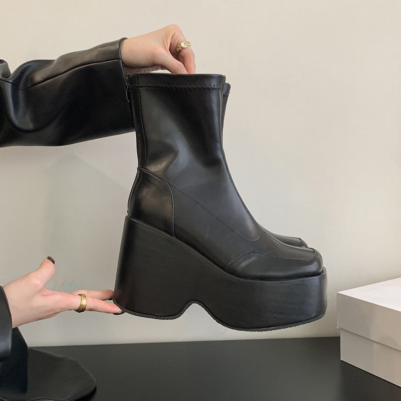 Winter slim boots elasticity short boots for women