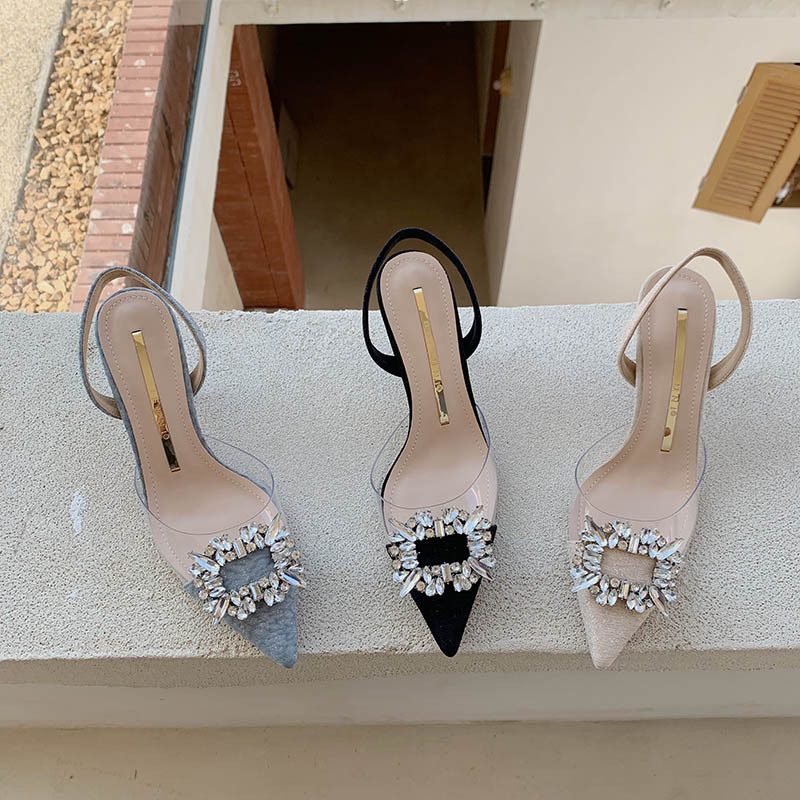 High-heeled sandals rhinestone buckle shoes for women