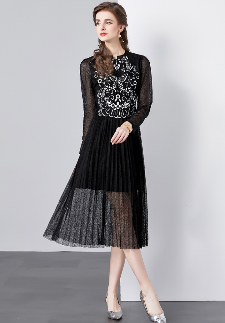 Embroidered tender shirt elegant long dress for women