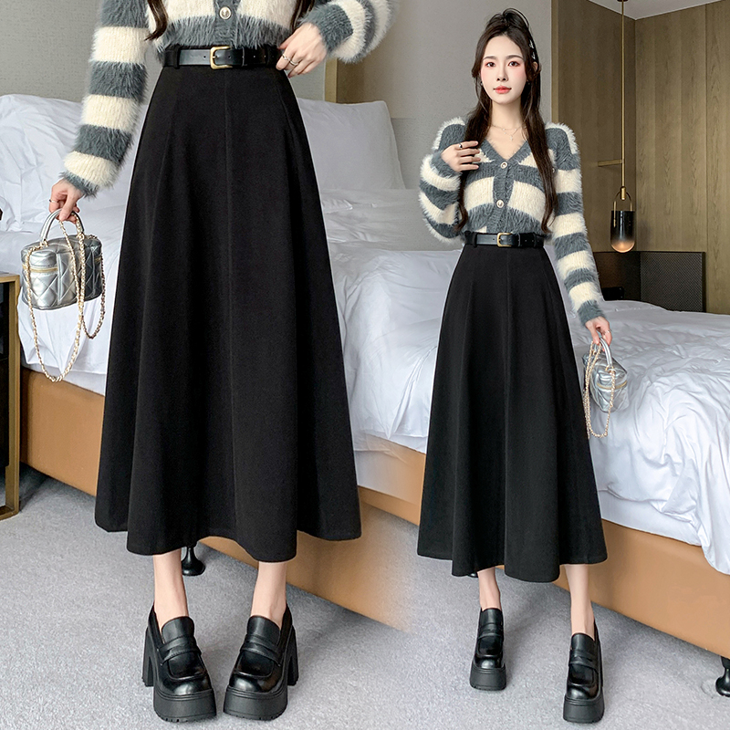 High waist splice skirt slim big skirt long dress for women