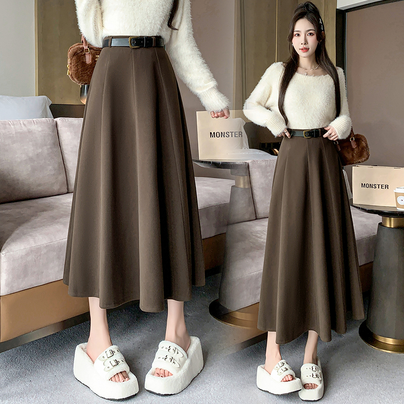 High waist splice skirt slim big skirt long dress for women