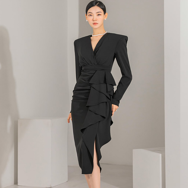 Korean style temperament dress sexy formal dress