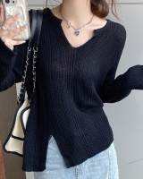 V-neck knitted thin sweater autumn niche long sleeve tops