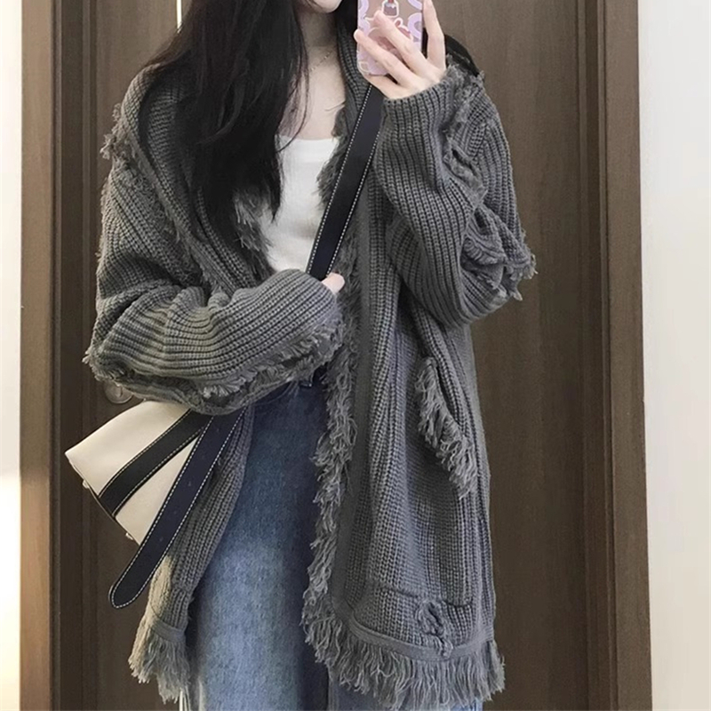 Autumn and winter loose sweater lazy gray coat