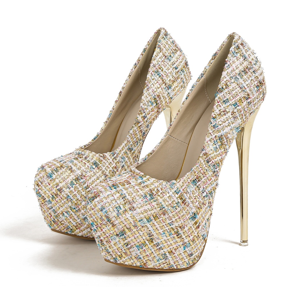 All-match weave platform fine-root shoes for women