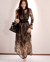 Pinched waist Korean style long dress fashion lace dress