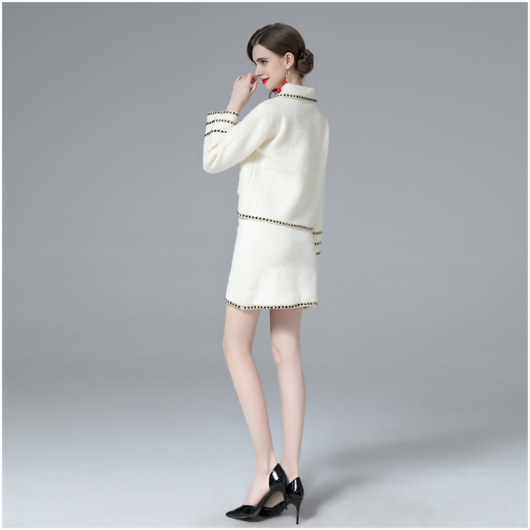 Western style skirt mink velvet coat 2pcs set for women