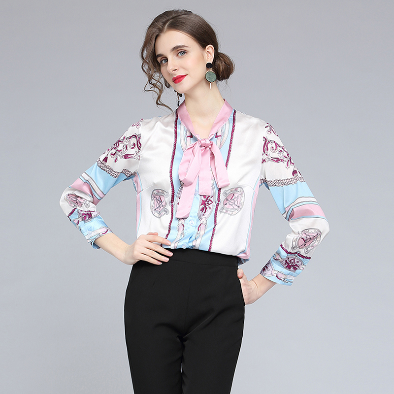 Spring and autumn bow shirt fashion and elegant tops