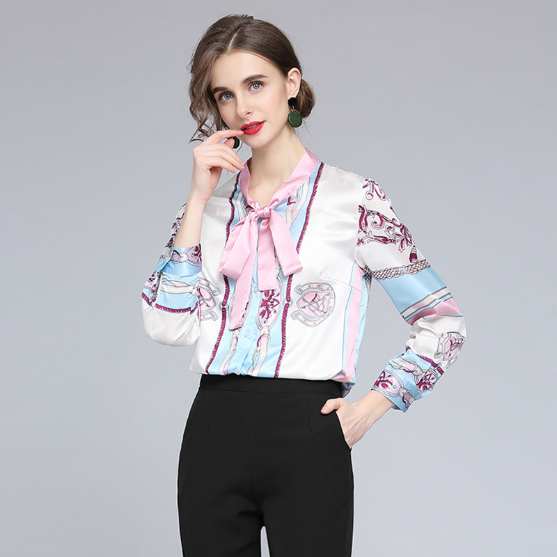 Spring and autumn bow shirt fashion and elegant tops