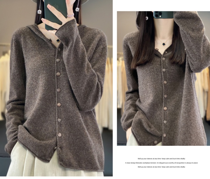 Wool cashmere autumn and winter coat hooded loose hat for women