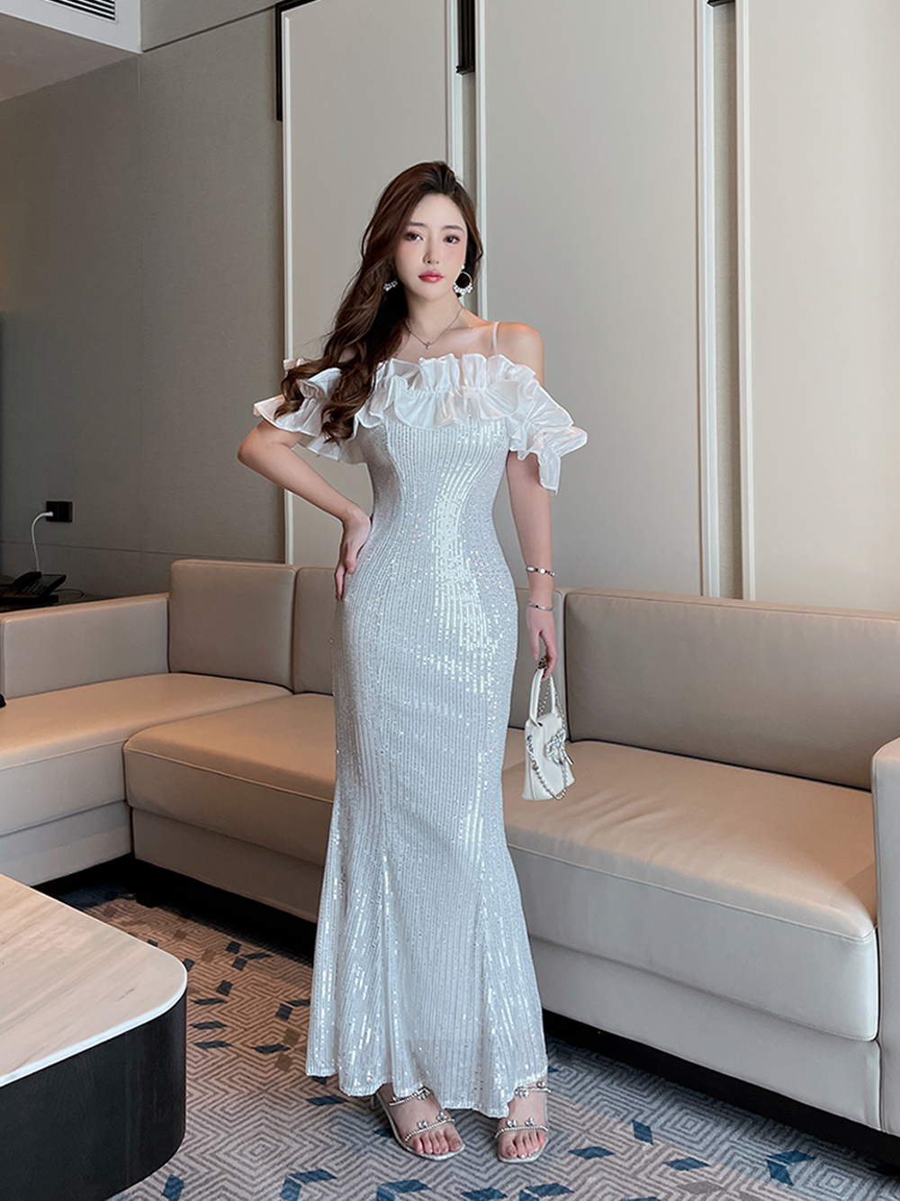 Niche bride host light luxury evening dress
