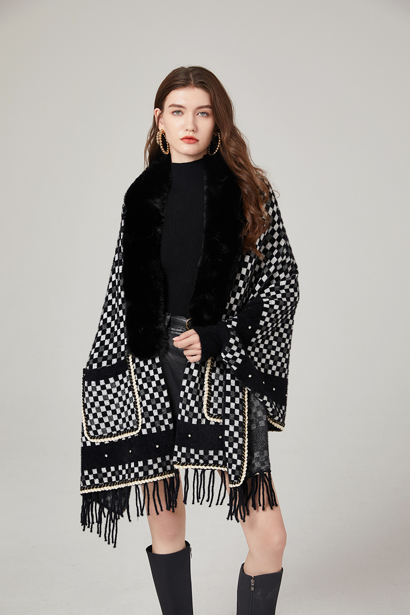 Large fur collar thick elmo coat classic mink velvet shawl