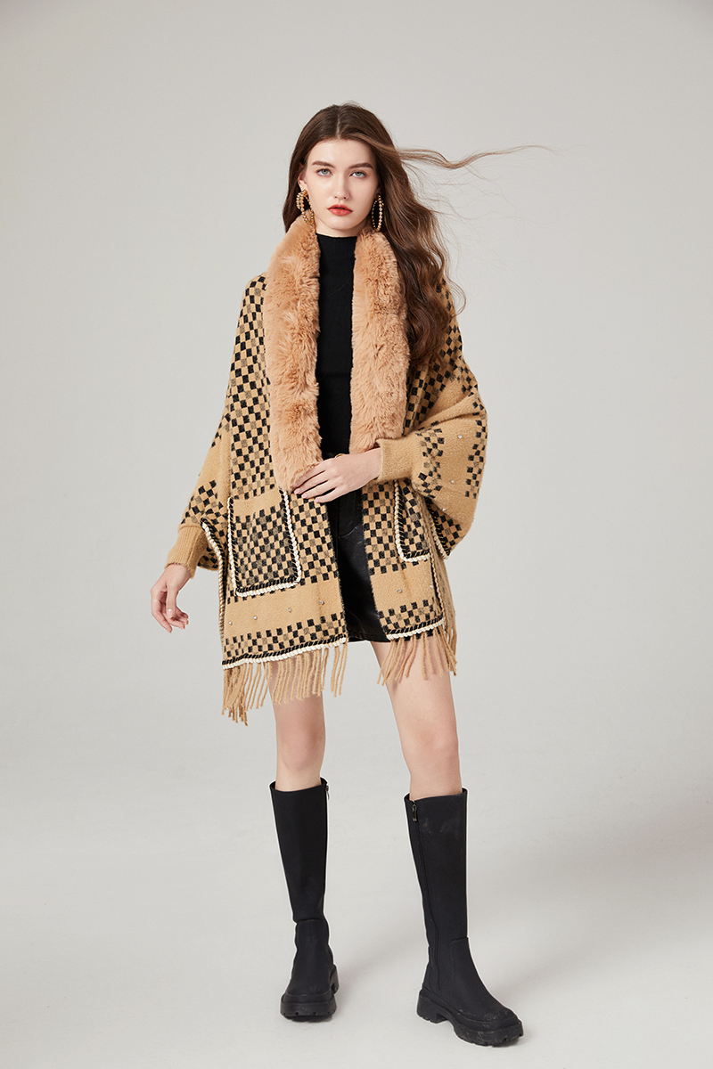 Large fur collar thick elmo coat classic mink velvet shawl