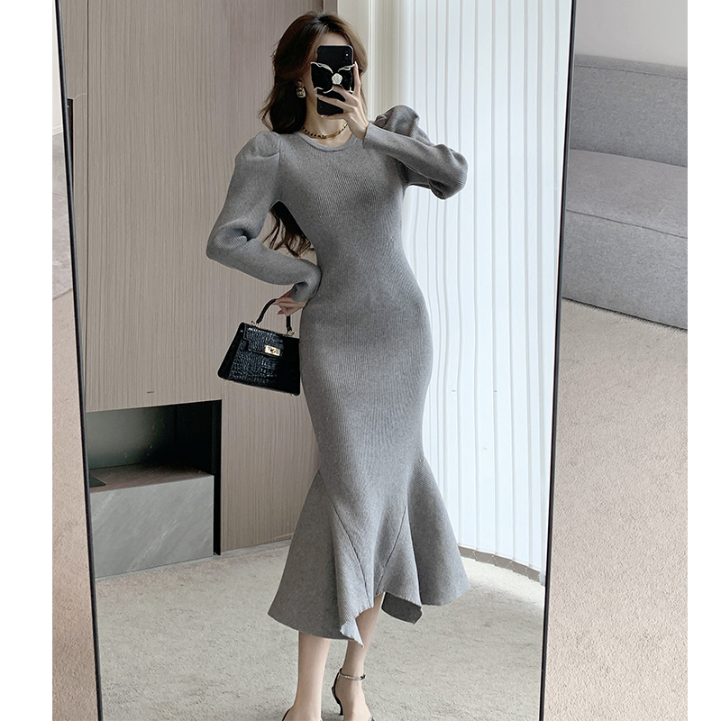 Bottoming slim long Hepburn style dress for women
