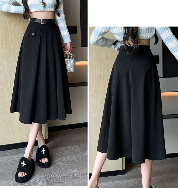 A-line winter slim short skirt pleated long skirt