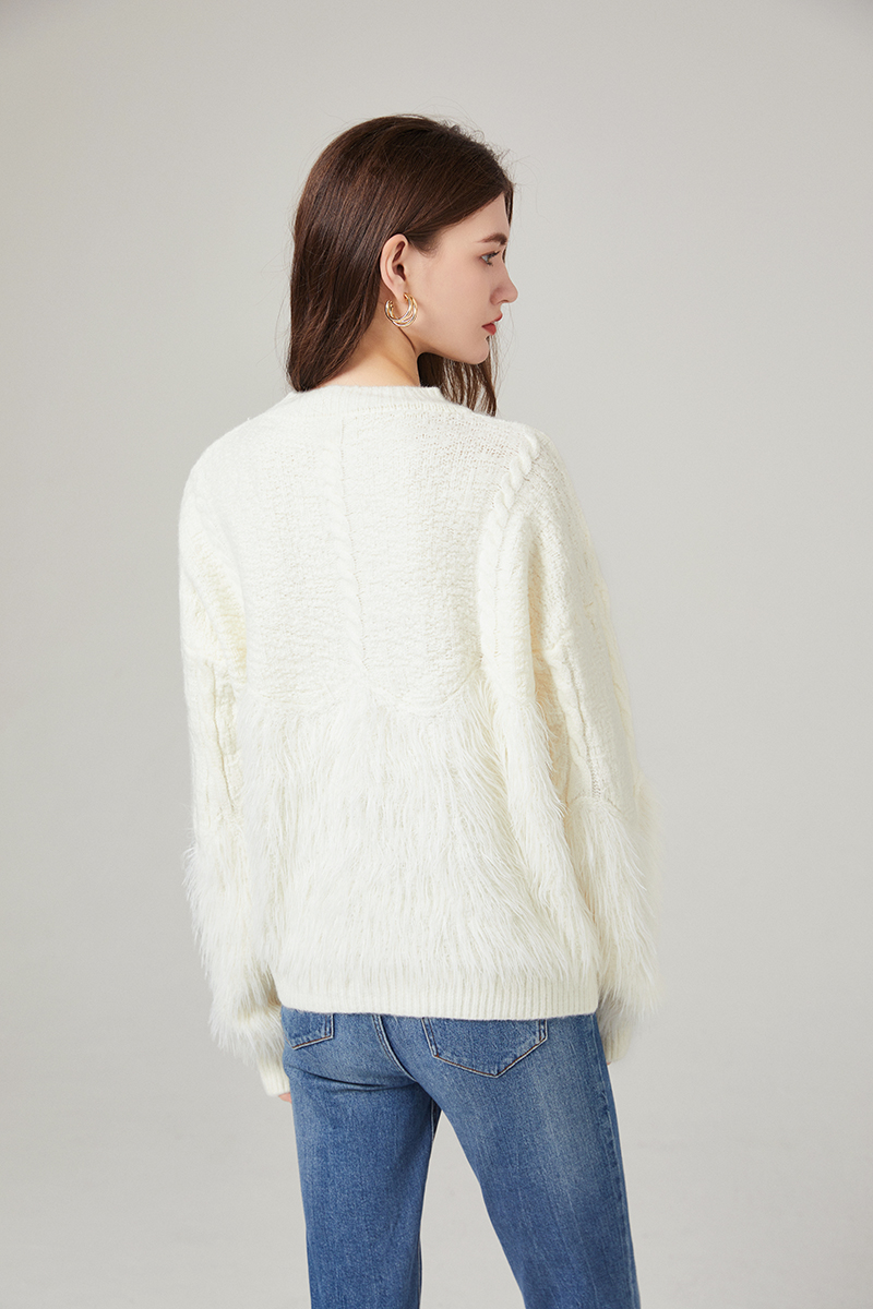 Splice thick sweater temperament twist fur coat
