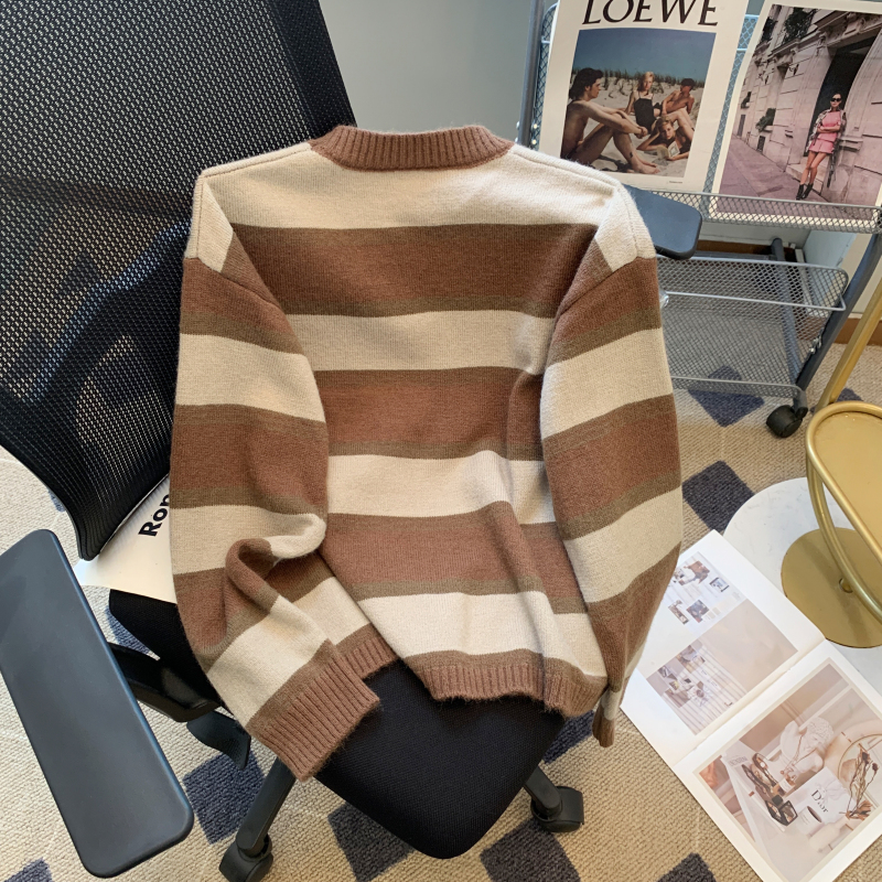 Stripe Western style Casual mixed colors slim sweater