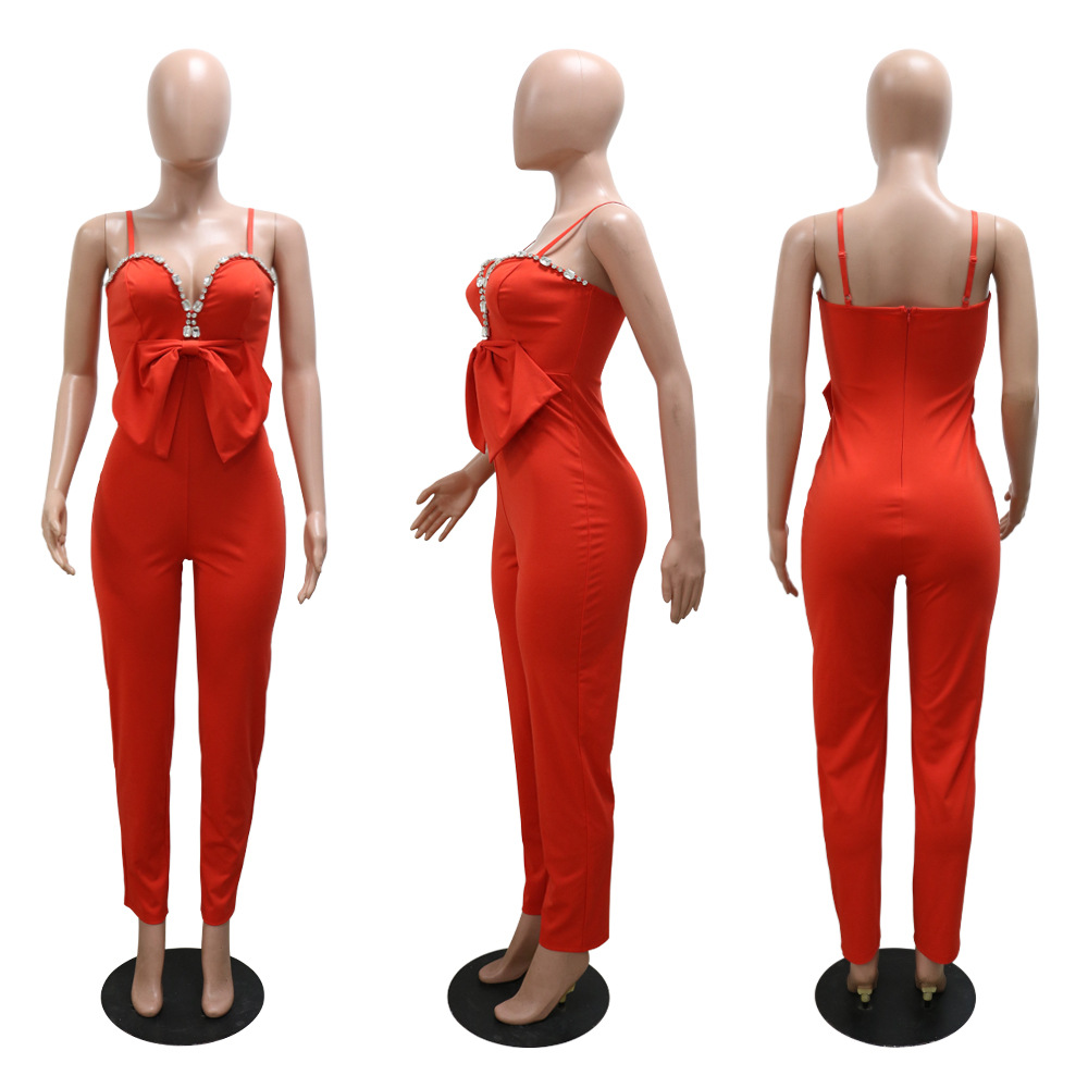 Chain diamond fashion sexy European style jumpsuit for women