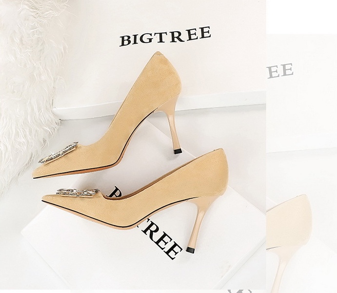 Rhinestone buckle shoes low high-heeled shoes for women