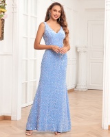 V-neck mermaid long party luxurious sequins dress