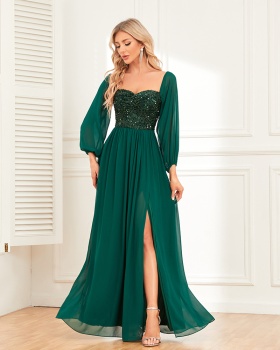 Frenum high split wear dress elegant chiffon formal dress