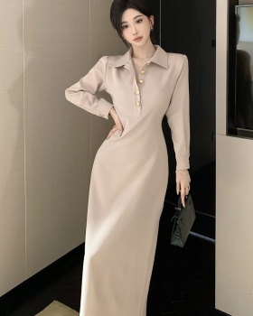 Autumn and winter France style retro slim long dress