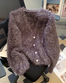 France style mink velvet coat wears outside sweater for women