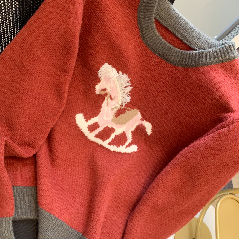 All-match wool pony pullover sweater for women