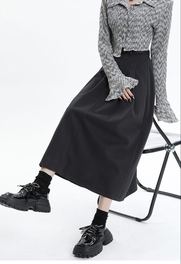 Pleated high waist long skirt all-match skirt for women