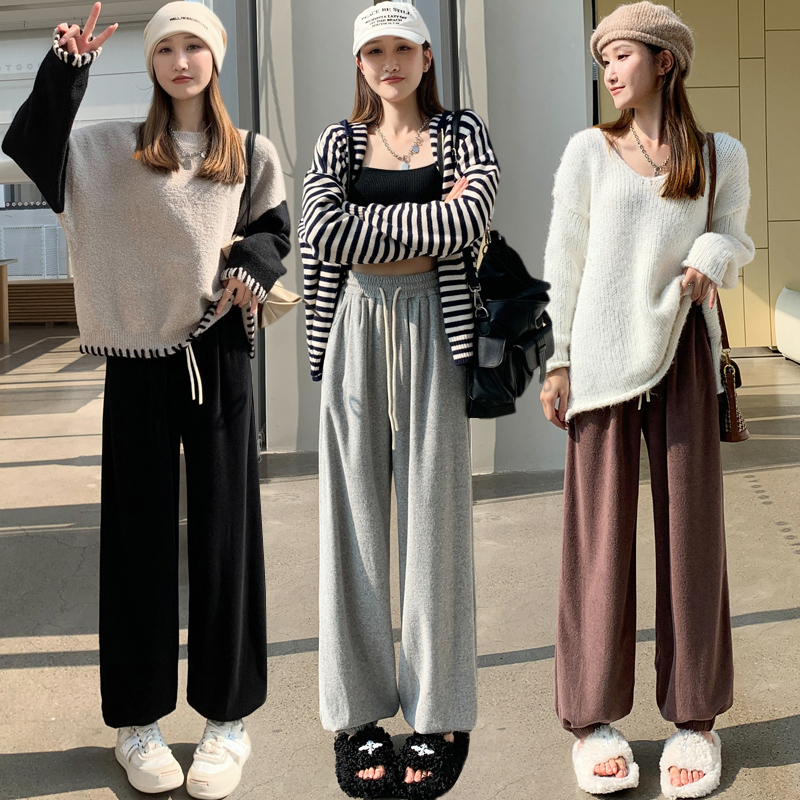 Retro sweatpants lazy wide leg pants for women