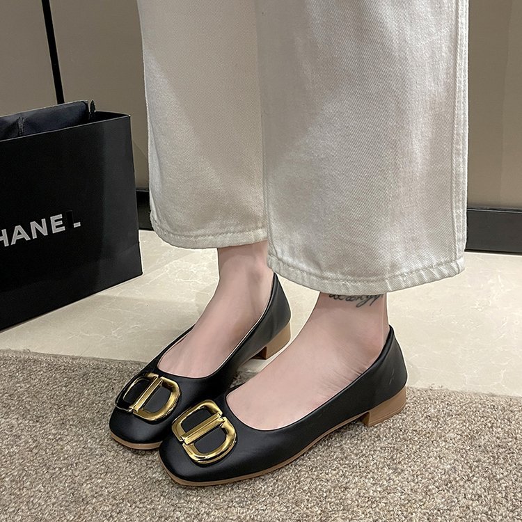 Square head peas shoes Korean style shoes for women