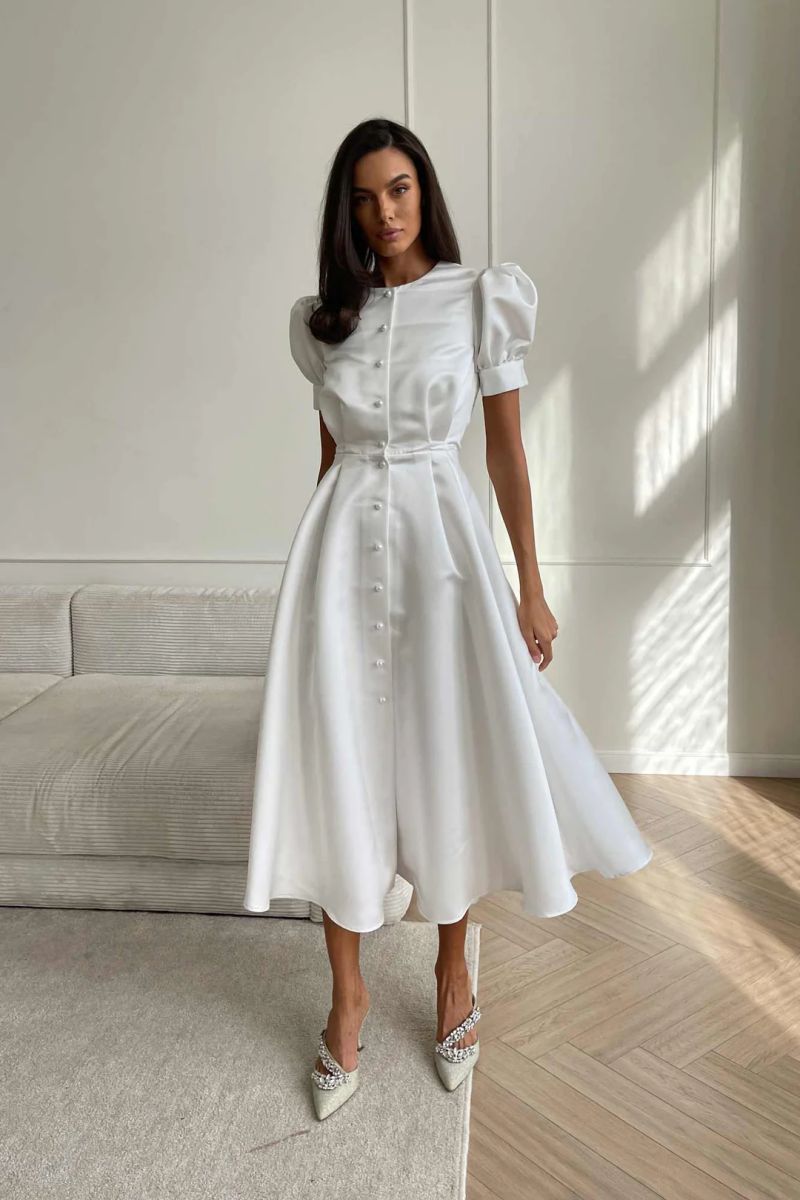 Spring and summer short sleeve big skirt A-line dress