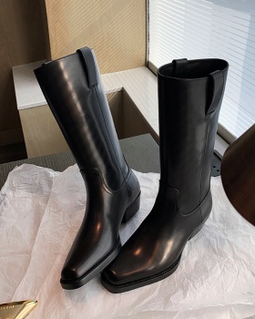 Small square head boots temperament half Boots for women
