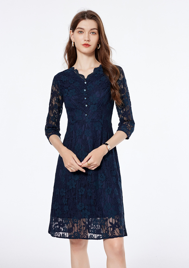 Slim bottoming lace France style wears outside dress