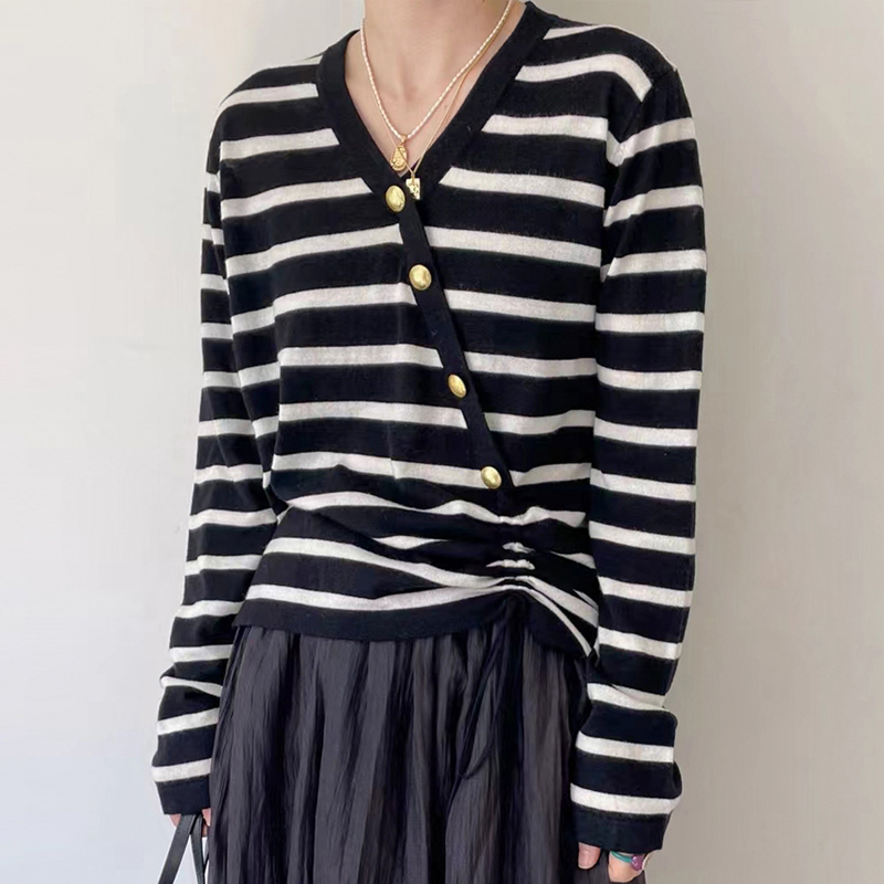 Long sleeve sweater stripe bottoming shirt for women