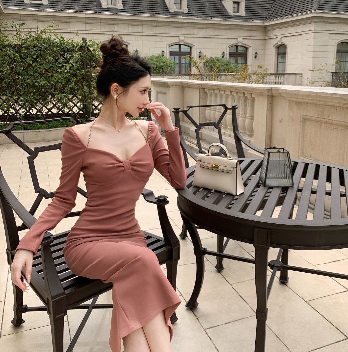 Autumn slim package hip France style halter dress for women