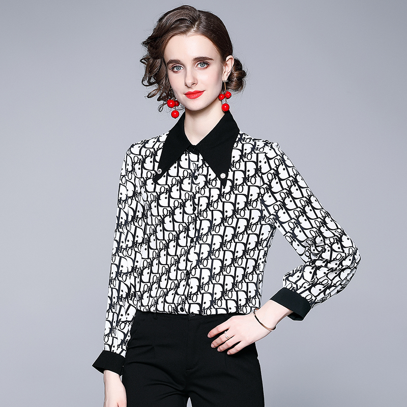 Spring and autumn letters tops autumn fashion shirt