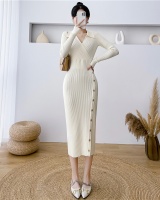 Knitted long sweater dress exceed knee dress for women