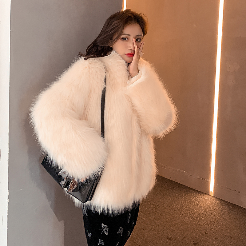 Light short fur coat fashion overcoat for women