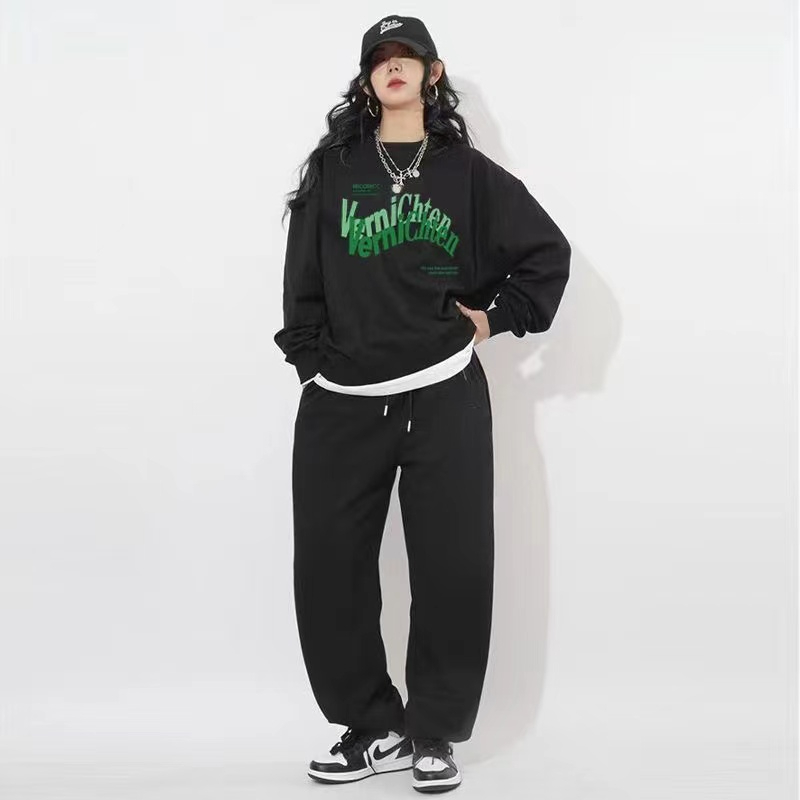 Fashion thin hoodie sports sweatpants 2pcs set for women