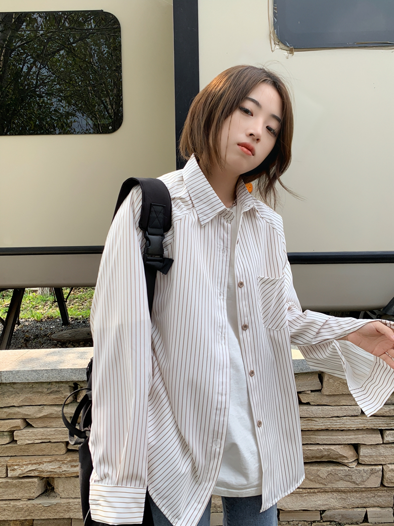 Korean style style stripe niche shirt autumn France style tops