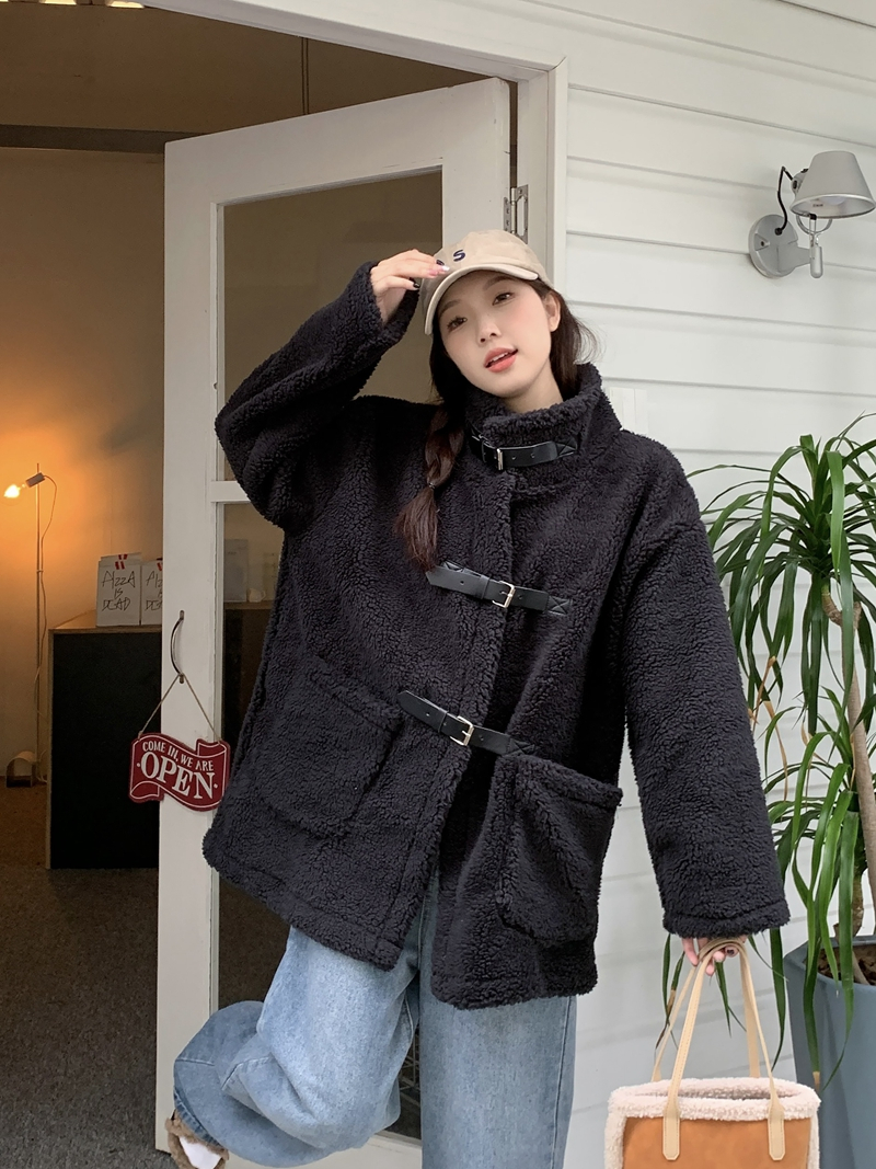 Long Korean style fur coat velvet jacket overcoat