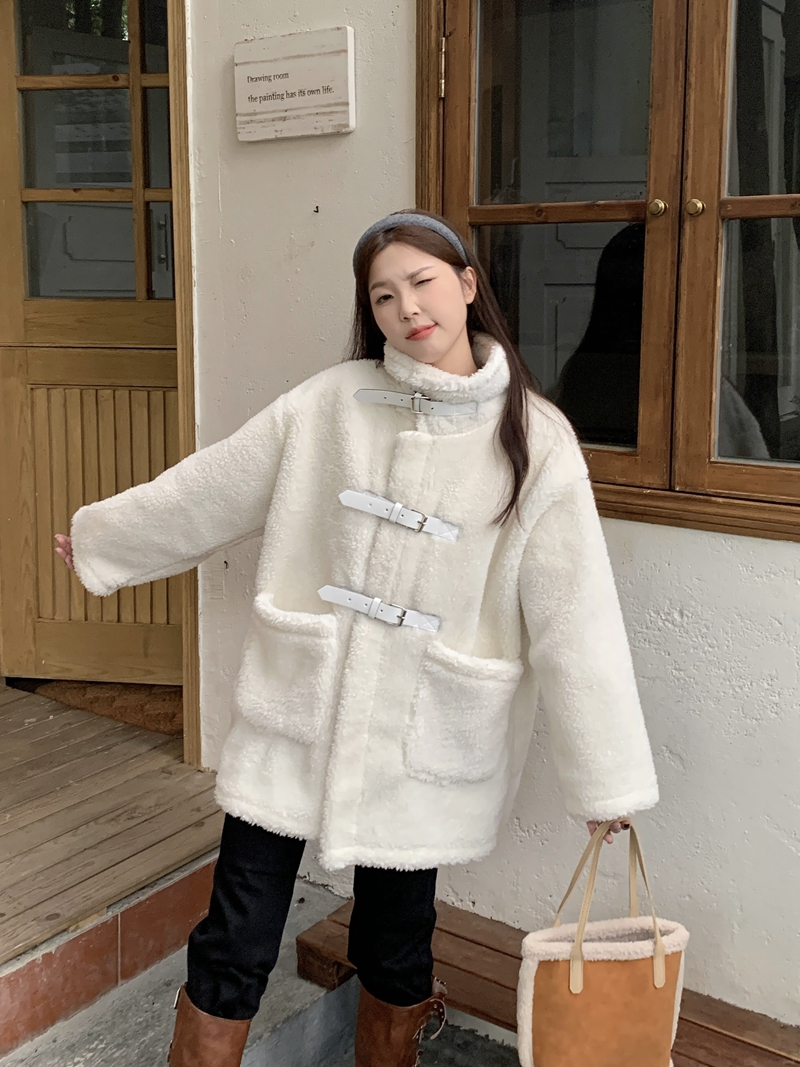 Long Korean style fur coat velvet jacket overcoat