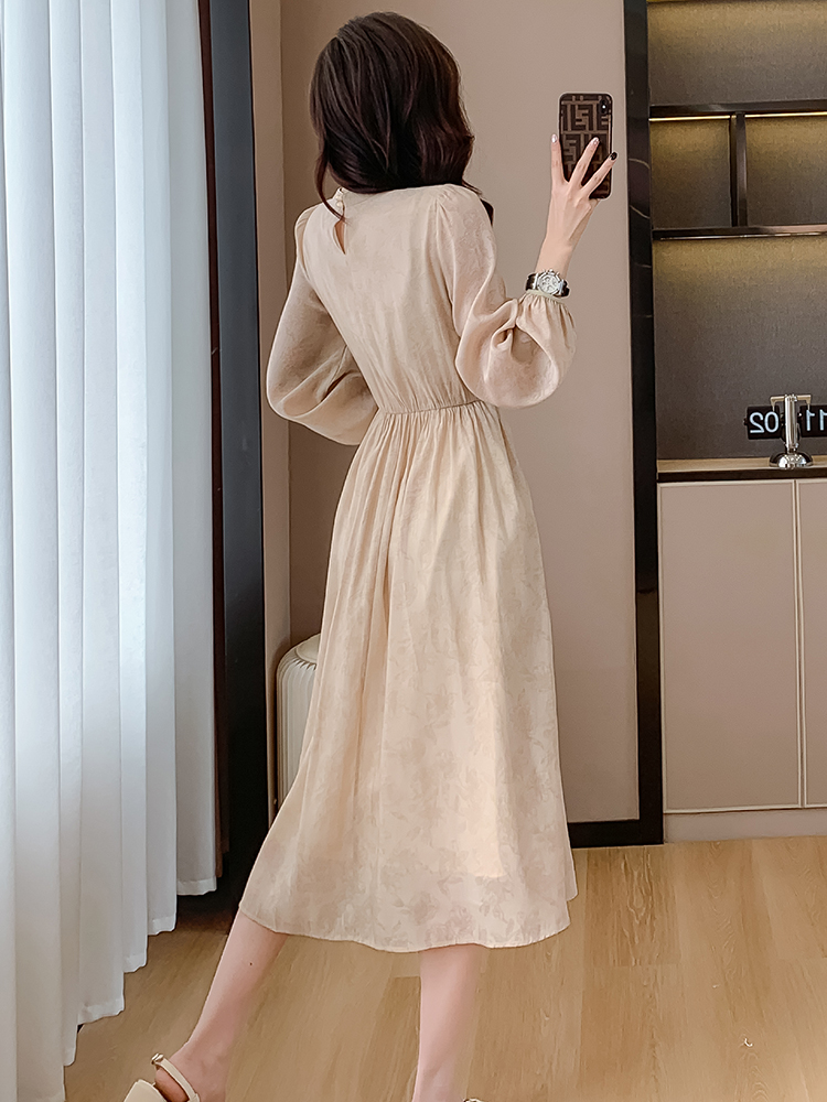 Autumn printing Chinese style temperament slim dress