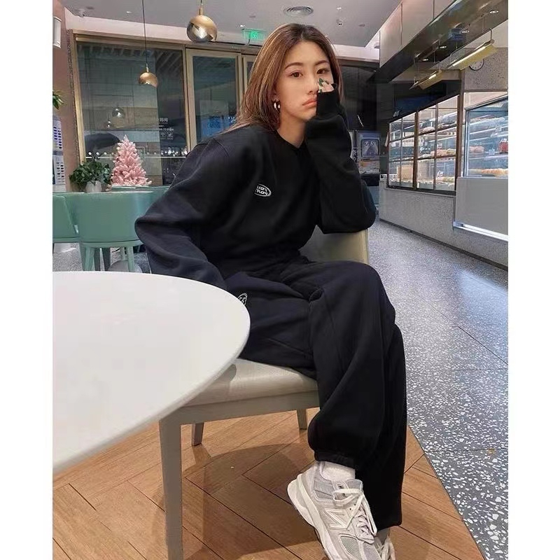 Sports show young Casual large yard hoodie 2pcs set